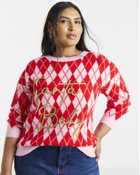 Simply Be - Santa Baby Argyle Christmas Jumper - Lyst