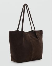 Mango - Suede Leather Shopper Bag - Lyst