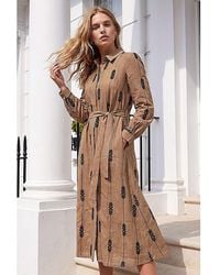 Roman - Roman Embroidered Belted Midi Dress - Lyst