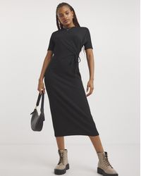 Simply Be - Sbe Ruched Front Waffle Midi Dress - Lyst