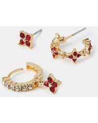 Accessorize - 3Pk Gem Cross Earrings - Lyst