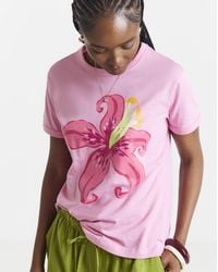 Simply Be - Tropical Flower Graphic Slim Tee - Lyst