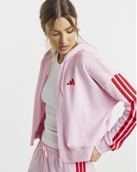 adidas - 3 Stripes Full Zip Hoodie - Lyst