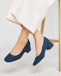 Heavenly Soles - Low Block Heel Court Shoes Ex Wide - Lyst