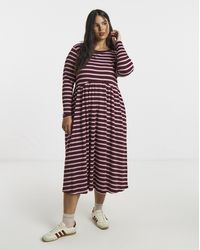 Simply Be - Burgundy Ribbed Midi Dress - Lyst
