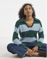 Simply Be - Rugby Stripe Collared Knitted Jumper - Lyst