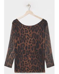 Simply Be - Leopard Mesh Scoop Back Top - Lyst