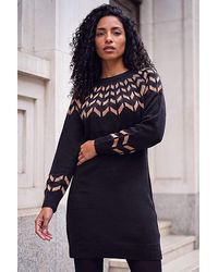 Roman - Roman Chevron Stretch Knit Jumper Dress - Lyst