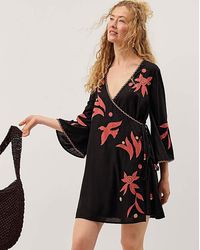 Monsoon - Zora Embroidered Mini Wrap Dress - Lyst