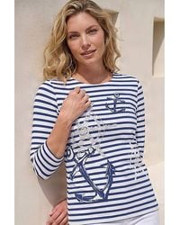Roman - Roman Anchor Stripe Print Top - Lyst