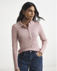 Simply Be - Contrast Scallop Trim Polo Top - Lyst