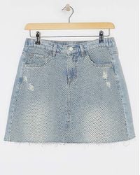 Simply Be - Embellished Denim Mini Skirt - Lyst