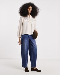 Simply Be - Broderie Yoke Blouse - Lyst