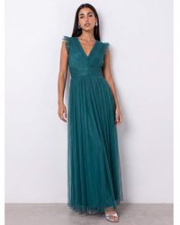Anaya with love - Anaya Flutter Sleeve Tulle Maxi Dress - Lyst