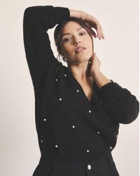 Simply Be - V-Neck Pearl Cable Knit Jumper - Lyst