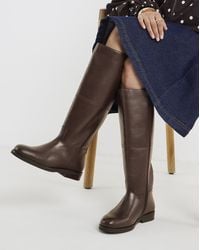 Simply Be - Leather Flat Knee High Boot Ex Wide Sc - Lyst