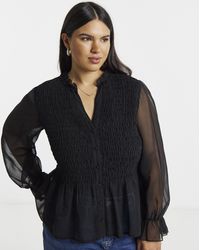 Simply Be - Shirred Georgette V-Neck Blouse - Lyst