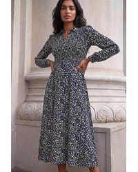 Roman - Roman Ditsy Floral Shirred Midi Dress - Lyst