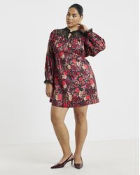 Simply Be - Floral Lace Yoke Mini Dress - Lyst