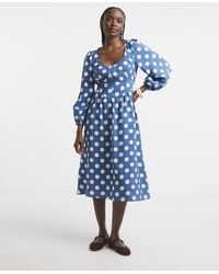 Simply Be - Spot Print Corset Waist Dress - Lyst