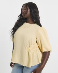 Simply Be - Puff Sleeve Peplum Blouse - Lyst