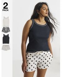Simply Be - 2 Pack Ribbed Vest Shortie Set - Lyst