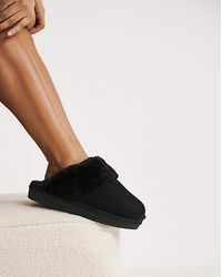 Simply Be - Faux Fur Lined Suede Mule Slipper Exwide - Lyst