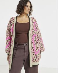 Simply Be - Leopard Heart Print Cardigan - Lyst