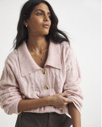 Simply Be - Cable Knit Collar Cardigan - Lyst