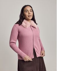 Julipa - Cable Fur Collar Cardigan - Lyst