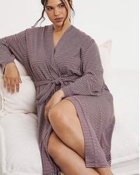Pretty Secrets - Soft Knit Stripe Dressing Gown - Lyst