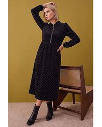 Roman - Roman Spot Zip Corduroy Midi Dress - Lyst