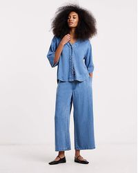 Simply Be - Light Bluetie Waist Culottes - Lyst