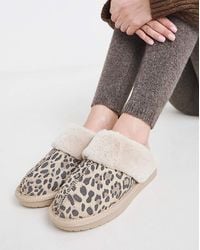 Simply Be - Faux Fur Lined Suede Mule Slipper Wide - Lyst