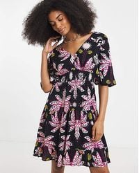 Simply Be - Crinkle Shirred Waist Skater Dress - Lyst