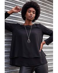 Roman - Roman Chiffon Overlay Necklace Top - Lyst