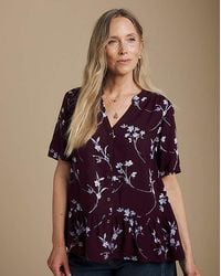 Julipa - Printed Button Down Peplum Blouse - Lyst