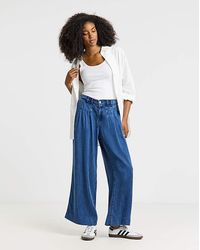 Simply Be - Sbe Pleat Detail Wide Leg Jeans - Lyst