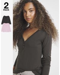 Simply Be - 2 Pack Soft Touch Henley Tops - Lyst