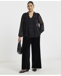 Simply Be - Velour Wide Leg Trouser - Lyst