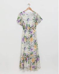 Flounce London - Chiffon Floral Maxi Dress - Lyst