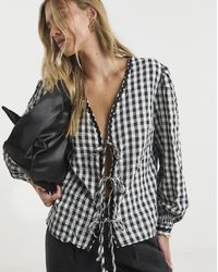 Simply Be - Gingham Tie Front Top - Lyst