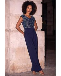 Roman - Roman Sequin Bodice Cowl Neck Jumpsuit - Lyst