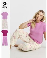 Simply Be - 2 Pack T-Shirt Ribbed Pj Sets - Lyst