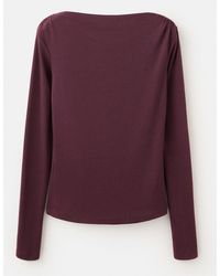Mango - Long-Sleeved Boat Neck T-Shirt - Lyst
