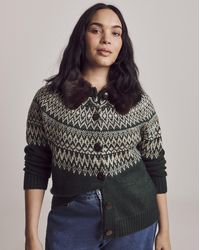 Julipa - Fairisle Faux Fur Collar Cardigan - Lyst
