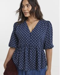 Simply Be - Button Through Peplum Blouse - Lyst