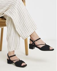 JD Williams - Ruched Low Block Heeled Sandal Ex Wide - Lyst