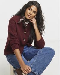 Simply Be - Crew Neck Ribbed Cardigan - Lyst