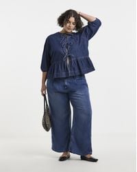 Simply Be - Draped Wide Leg Jeans - Lyst